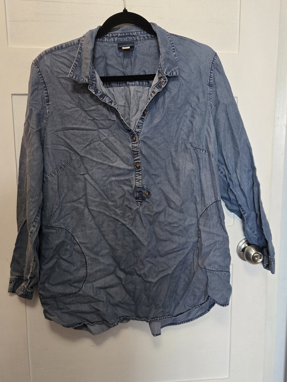 J. Jill Chambray Button Popover Shirt in Light Blue